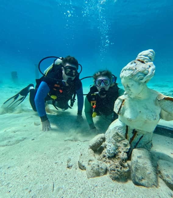 Ayia Napa: Introduction & MUSAN Museum Dive - MUSAN underwater museum at 10 meters, sculptures, fish, and turtle odds