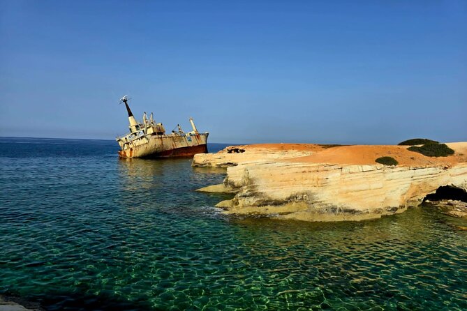 Blue Lagoon Akamas Bus and Boat Tour with Water Slide from Paphos - Edro III shipwreck: short stop, big visual payoff