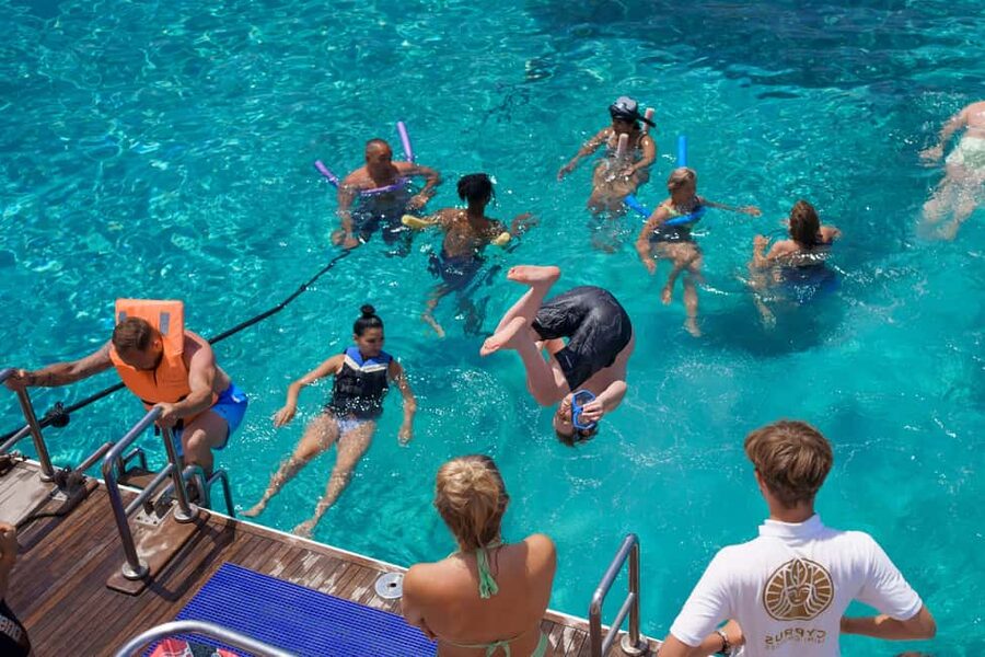 Blue Lagoon Half Day Tour with Water Slide from Paphos - The waterslide in the Blue Lagoon sea