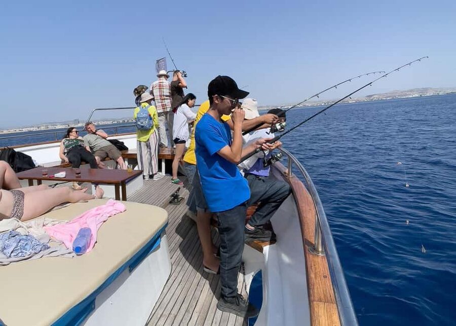 Larnaca: Relaxing Cruise with Fishing and BBQ Lunch - Zenobia shipwreck snorkeling, plus glass-bottom viewing so you can choose your comfort level