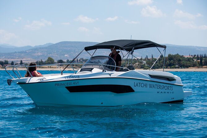 Luxury Karnic SL701 Boat with driver to Blue Lagoon & more - The Akamas stops you’ll care about: Blue Lagoon, Manolis Caves, and more