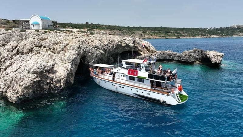 Protaras: Waterworld Turtle Cove Cruise with Swim Stops - On-board comfort: panoramic views, bar service, and free WiFi
